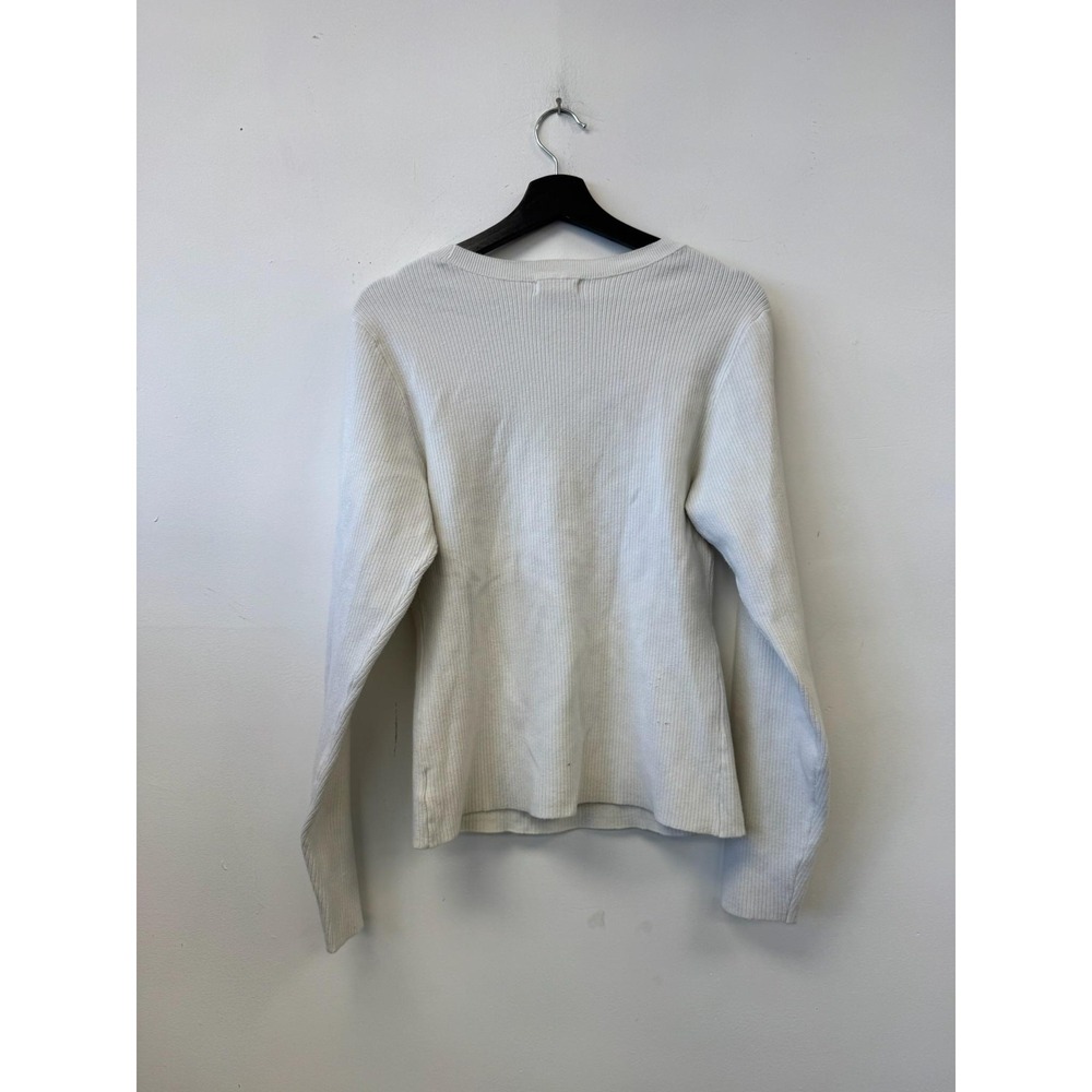 Good American Sweater Womens 5/6 White Ribbed Cutout Stretch Knit Pullover Top - Picture 4 of 7